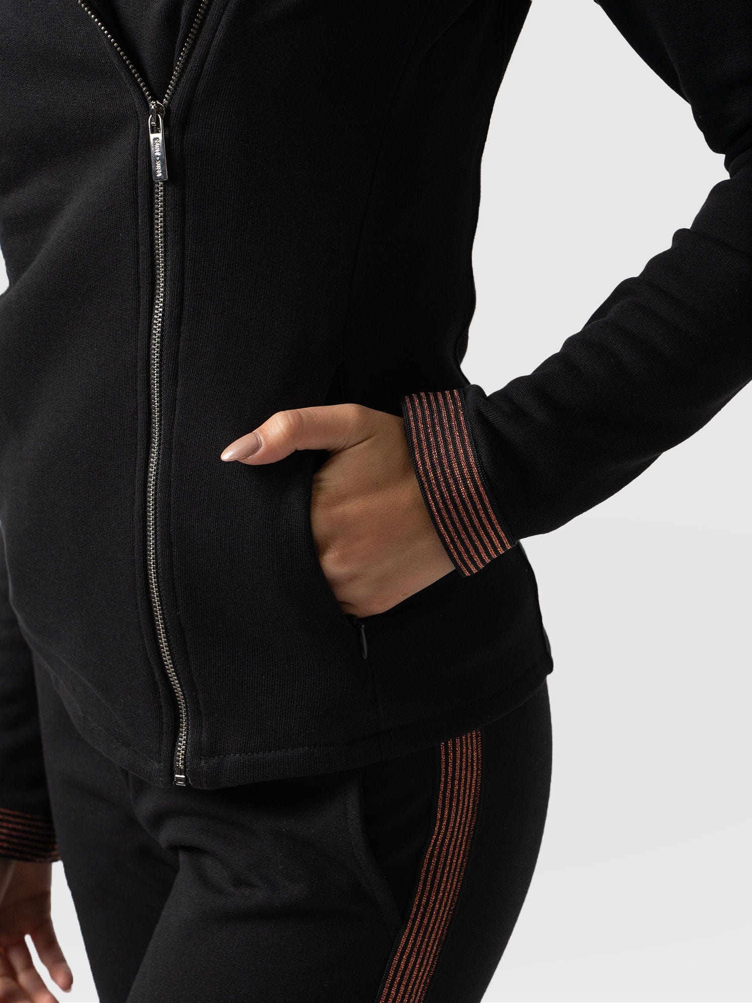 Cotton Biker Jacket - Black-Bronze